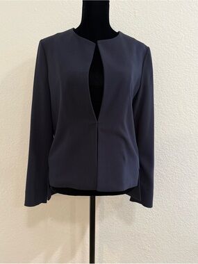 COS Navy Collarless Open-Front Blazer Size 4 Minimalist